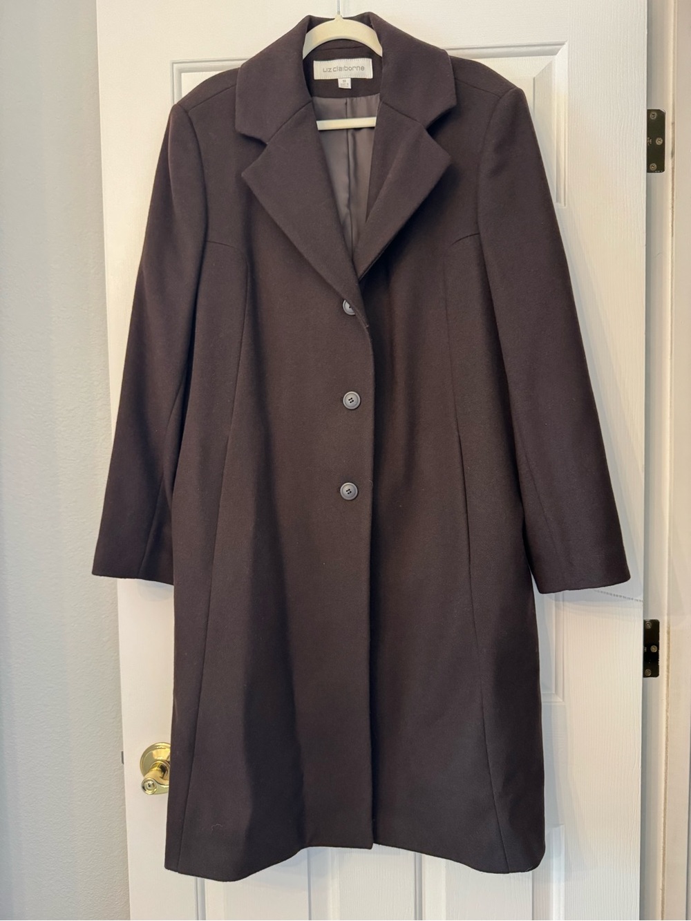 Vintage Liz Claiborne 100% Wool Midi Coat - Black Plus Size 18